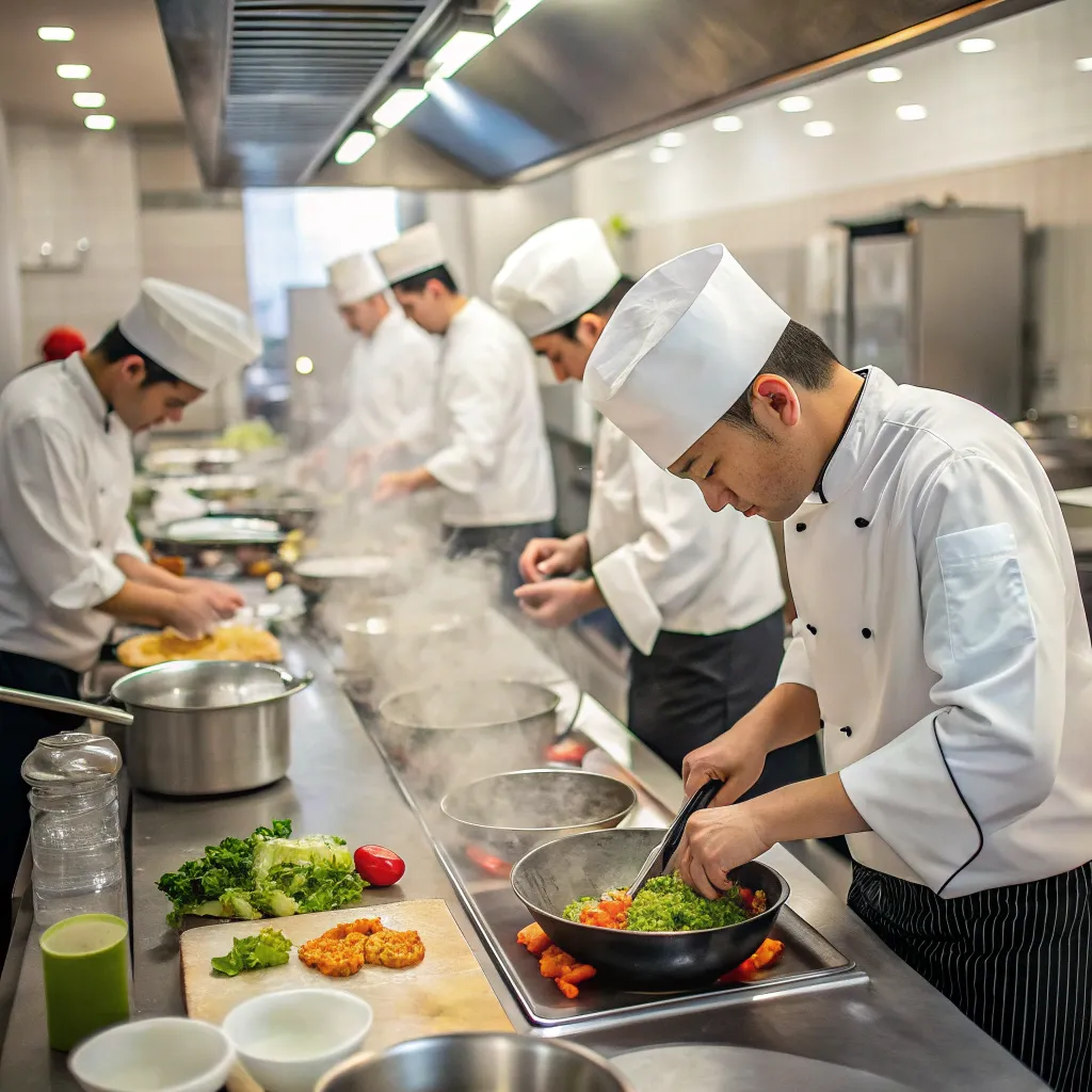 Group of chefs working in a kitchen
